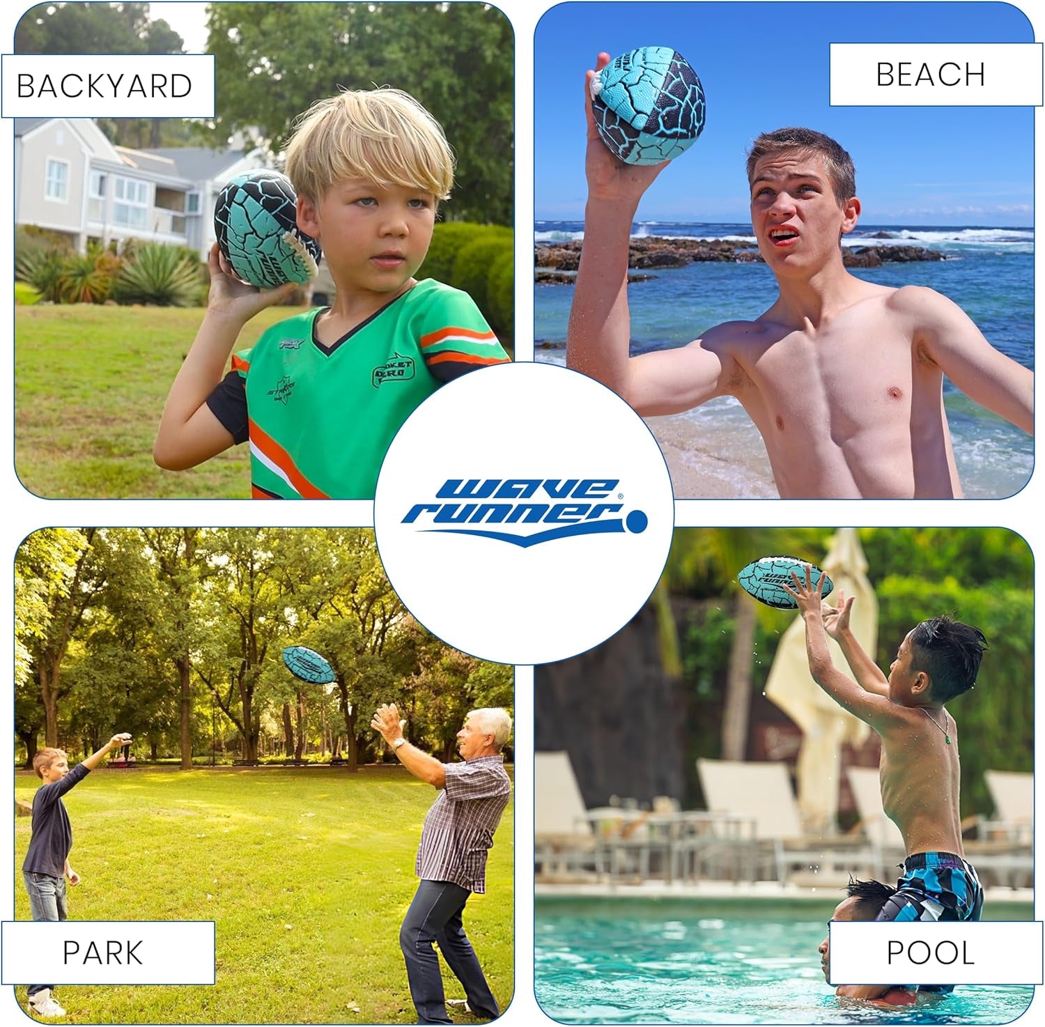 Grip It Waterproof Junior Size Football, 9.25 Size, Durable & Double Laced, Perfect for Beach Accessories, Kids Games, Pool Toys, Outdoor Games, All-Weather Indoor & Outdoor Play